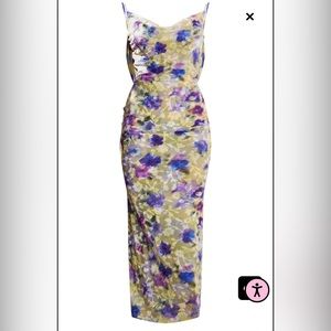 Pretty Little Thing Floral Print Flocked Mesh Cowl Maxi Dress